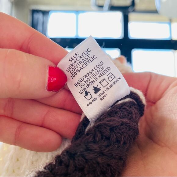 DOLLS KILL BLUE BLUSH White Brown Yellow Colorblock Chunky Knit Cozy Sweater S - Picture 9 of 11